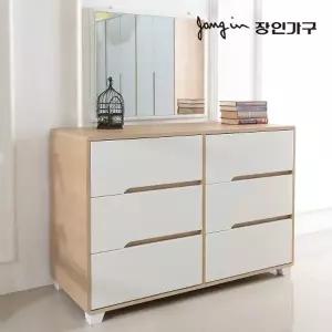 [장인가구]시클리 화이트 1200 3단 와이드 서랍화장대