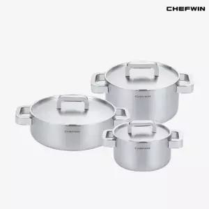 쉐프윈 316STS 통5중 16cm 양수냄비+20cm 양수냄비+24cm 전골냄비