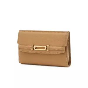 닥스 액세서리 25FW [BELMON] 벨몬 D장식 베이지 소가죽 슬림 2단 반지갑 DCWA5F640I2