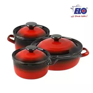 ELO 빨강법랑 리미티드 3종세트 / 깊은형16cm + 전골24cm + 편수18cm