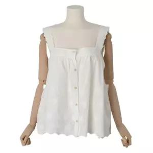 단추스퀘어넥 면레이스 박스나시 아사면 레이어드 민소매 보헤미안