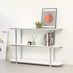 어반크롬 3단 라운드 선반 1200 / 2350 미드센츄리 모던 테이블 사이드 협탁 실버 엣지 수납