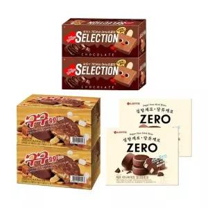 [롯데제과][롯데]인기 아이스크림 셀렉션 더 싱글초코x2개+구구(5개입)x2개+제로 미니바이트(10입)x2개