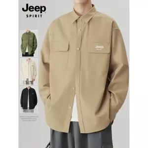 JEEP SPIRIT 남성 긴팔 셔츠 봄 가을 느슨한 심플 캐주얼 작업복 재킷