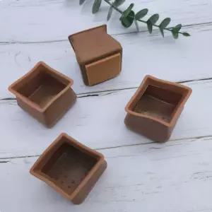 긁힘방지 실리콘의자발캡 4P 사각 대형 갈색/식탁/의자/다리/커버/소음/방지/패드/고무/받침/신발/실리콘