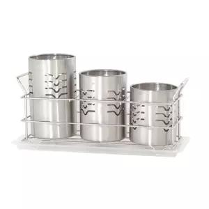 키친프리 수저통 조리도구 정리 물빠짐수저통 3P 세트/물빠짐/스텐/사각/수저/걸이/티스푼통/보관/분리형