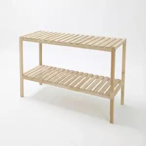 내추럴 원목 수납선반 2단 800 / 감성 우드 인테리어 다용도 선반장 이크홈