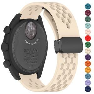 갤럭시워치 케이스오메가 X 스와치용 실리콘 스트랩 플래닛 시계 밴드 금속 마그네틱 버클 교체 팔찌