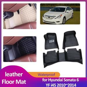 현대 호환 소나타 용 자동차 바닥 매트 6 YF i45 2010 ~ 가죽 발 내부 라이너 방수 카펫 패드 맞춤 액세서