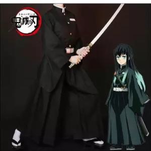 귀멸의칼날 토키토 무이치로 코스프레 의상 풀세트(대원복+하오리+목검+가발+나막신)