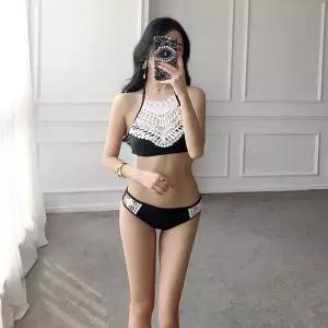 [하프클럽/셀러허브_여성트랜드패션]블랙 주드비비안 뜨개 레이스 비키니