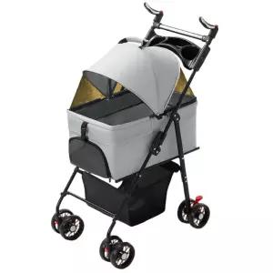 개르신 야외활동 양방향 메쉬창 강아지용 유모차/ 다견가정 수술후 카페여행시 반려견