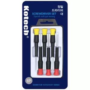 정밀 십자 일자 드라이버 6종 세트 (대)/휴대용/미니/소형/멀티/DIY/분해/수리/시계/안경/노트북/수동/공구