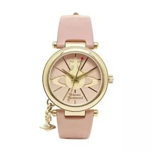 [비비안웨스트우드] 핑크 골드 가죽시계 여자시계 VV006PKPK