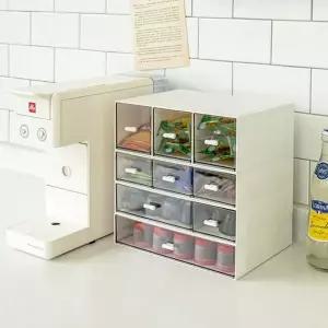 투명 서랍장 모듈형 투명 직사각형 미니 서랍장 화이트 3칸 서랍 플라스틱 데스크 화장대 다용도 수납장