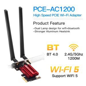 FENVI WiFi 5 PCI E 무선 어댑터 AC1200 네트워크 카드 듀얼 밴드 2 4G/5GHz 802 11AC 블루투스 4 0 데스크톱 Windows 7/8/10/11