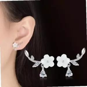 보석 귀걸이 매화 자개 귀고리 봄 S925 지르코니아
