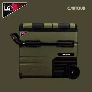 [국내발송] 카투어 COK45 이동식 휴대용 가정용 차량 캠핑 바퀴있는 냉장고 45리터 엘지 콤프 올리브카키 12V 24V 220V