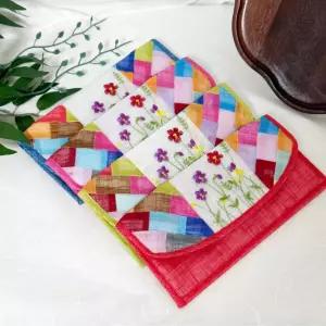 J2K 전통 조각보 지갑 자수 모시 한국풍 디자인 기념품 명절