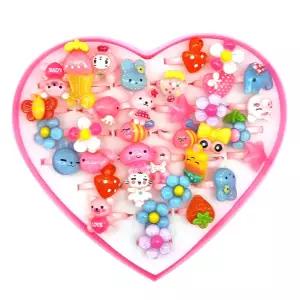 아동 반지 36종 세트 플라스틱 유아용 장난감 어린이 반지 액세서리 어린이집 장신구 케이스 생일 놀이