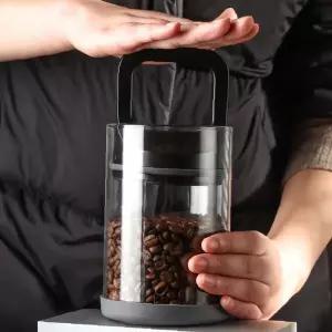 투명 원형 유리재질 진공밀폐 보관용기 커피원두 곡물 쌀 건조식품 신선도유지