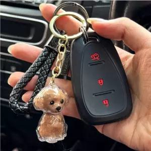 반려동물 털 보관함 메모리얼 강아지 키링 푸들 모양 투명 케이스