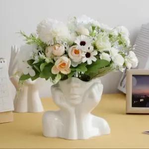 손모양 얼굴 화병 Large 도자기 세라믹 꽃병 여인 석고상 인테리어 오브제 오제토