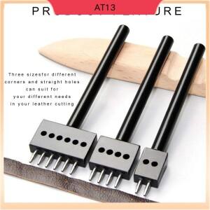 AT13 프롱 펀치 도구 세트 3개입 5mm 가죽 원형 구멍 2/4/6 컷 레이싱 스티칭 치즐