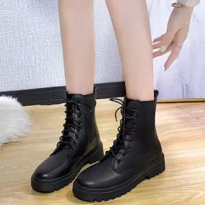 여성 군화 부츠 첼시부츠 레이스업 워커 편한 옆 밴딩 로우워커 세무워커