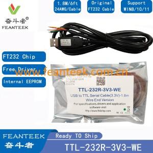 Feanteek TTL-232R-3V3-WE B 디버그 케이블 FT232RQ 칩 UART 직렬 어댑터 TTL232R 3.3V 레벨 다운로드