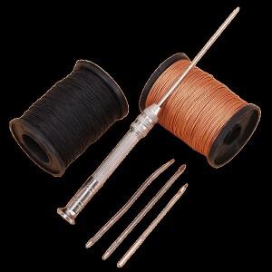가죽 바느질 키트 DIY 송곳 바늘 구리 손잡이 세트 캔버스 텐트 신발 수리 도구 나일론 스레드