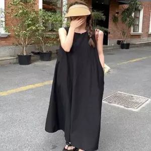 여성 여름 뒷트임 A라인 민소매 원피스 시원한 소재