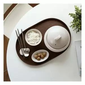 에라토 혼밥 우드 트레이 우딘 월넛 타원 나무쟁반 35cm 1p