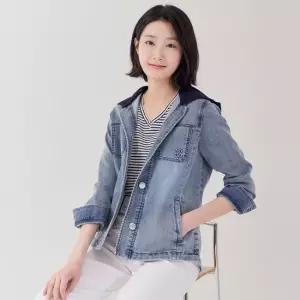 [지센] 져지후드 데님 자켓 LCJKP321_BL