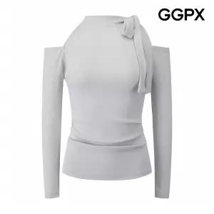 [AK수원점]  숄더 컷아웃 리본넥 슬림 티셔츠 (GQ2TS019F)