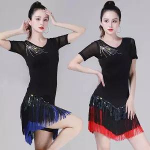 장식 연습복 공연복 댄스복 상의 라인 살사 댄스 망사 큐빅 스포츠 라틴