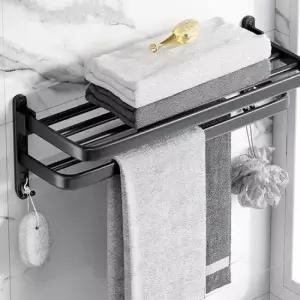 무타공 벽걸이 욕실 수건걸이 다용도걸이 접이식 선반형