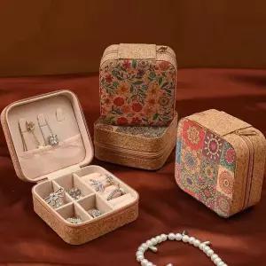 코르크 주얼리 파우치 보관함 귀걸이 반지 수납 메이크업 화장품 정리 케이스 박스