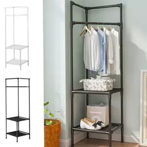 스탠드 옷걸이 코너형 스탠딩 틈새 코너 행거 선반 수납 간이 철선