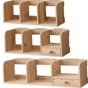 수납 책꽂이 사무용 소형 책상용 원목 책꽂이 탁상 서랍 확장형 조립식 정리함 선반형 선반