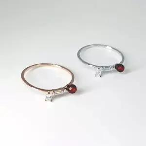 (다올)테파 가넷 반지 - 심플하고 화려한 데일리 포인트 링