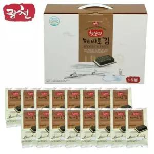 광천 천일염 해비토김 16봉 짜지않고 담백한 조미김 도시락김 선물세트