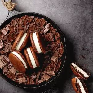 [본젤라또] 아이스크림 마카롱 초코&바닐라 (4개입)