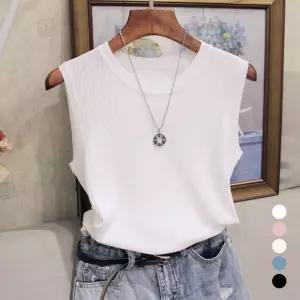 여름철 시원한 골지 소재 데일리 민소매 티셔츠