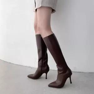 하이힐 여성 옆지퍼 롱부츠 가을 겨울 가죽부츠 RdU1+5zLf