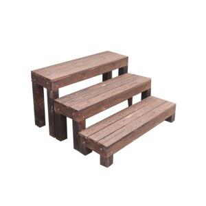 방부목발판 계단 원목 입구용 3단 나무 원목발판 다층 발받침 조립식 60x30x36cm