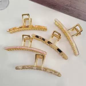 고퀄리티   무늬 포인트 집게핀 여자 마블 자개 일자 오로라