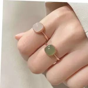 불교반지 써지컬 사각 연옥 청옥 비취 심플 모던 반지 9mm