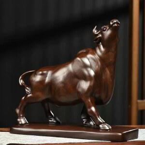 황소인형 나무 조각 조각상 모형 15cm 황소 인테리어 개업선물