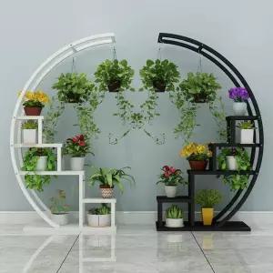 계단 철제 화이트보드 심플 꽃집 우드 원형 화분장식장 선반